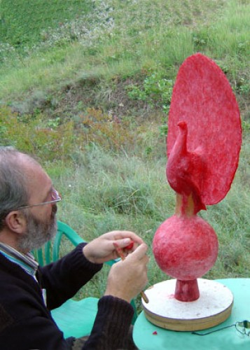 Grabmal mit Pfauhahn 2007, Hans Grootswagers